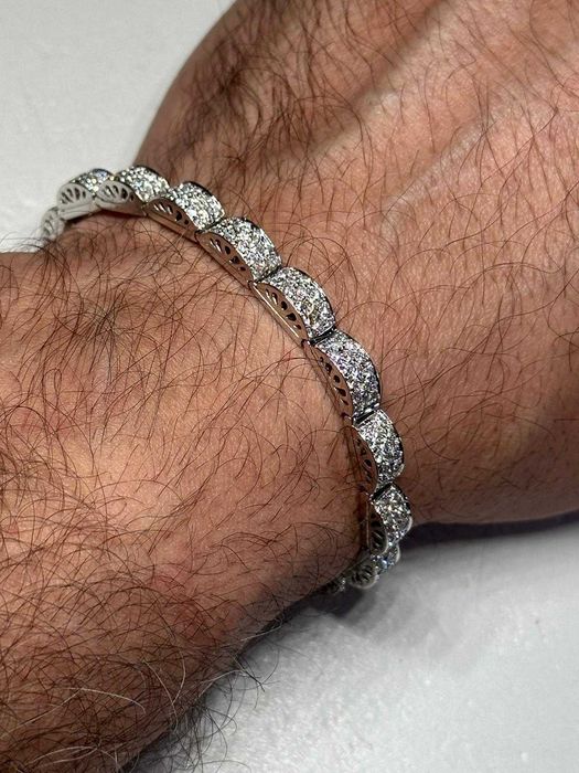 BRATARA AUR alb 18K + 257 Diamante Top = 5CT - 22g. - Tip TENNIS + Certificat !