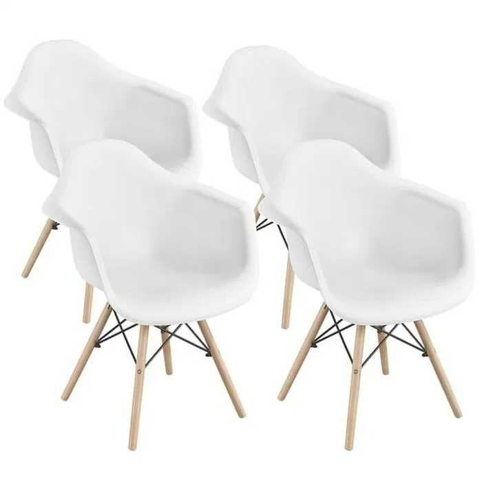 Комплект от 4 трапезни стола, Модерен пластмасов, от средата на века