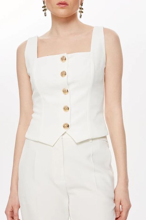 Бял топ BSB Fashion