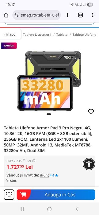 Tableta Gaming Ulefone Armor Pad 3 Pro SIGILATA!