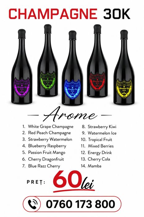 CHAMPAGNE 30k - Vape tip țigară electronică cu diferite arome de shisha