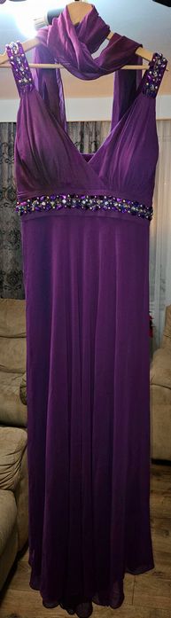 Rochie lunga mov cu pietre aplicate,marimea 46