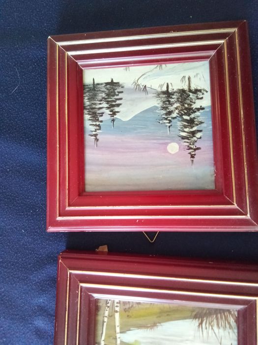 четири малки картини маслена живопис много стари,запазени