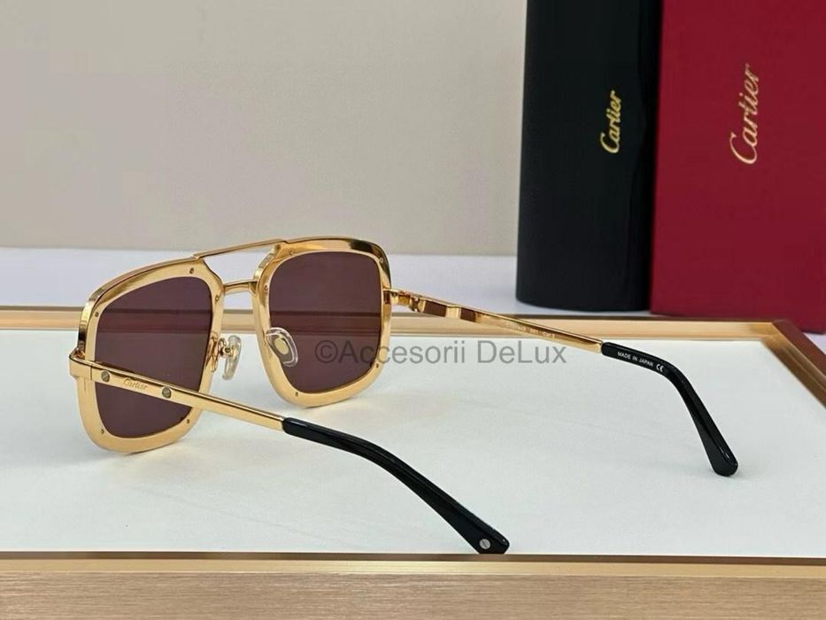 Ochelari de Soare Cartier CT0194S Noi Full Box Santos De Cartier [Verificare Colet] Gold