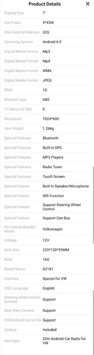 Navigație android 4 GB VW/Golf/Polo/Jetta/Passat/Skoda/Seat