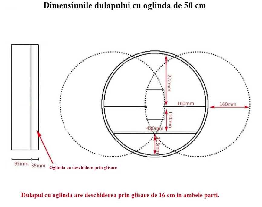 Oglinda baie cu dulap , Rotund