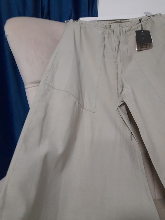 Pantaloni Massimo Dutti din bumbac wide leg verde pastel marimea XZ