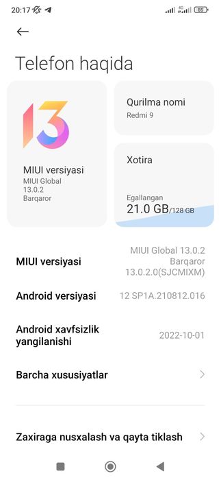 redmi 9 aybi yuq faqat karobka yuq