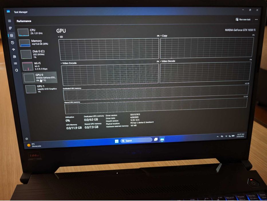 Laptop Gaming ASUS TUF i5 Gen 10 GTX 1650TI NVME 512GB 16GB RAM 144HZ