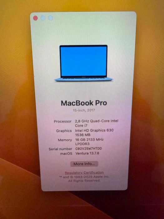 Apple MacBook Pro A1707 15,4'' 16GB RAM 512GB SSD TouchBAR