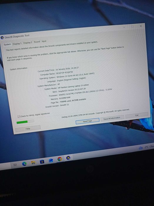 Laptop HP Pavilion Gaming 15-cx007nq, i7-8750, 8gb ram, GTX1050ti, 1tb