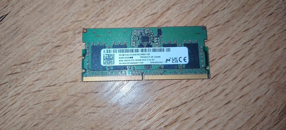 Оперативная память DDR5 8GB Micron 5600MHz SODIMM для ноутбука