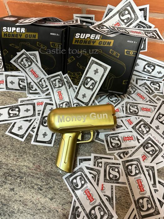 Money gun денежный пистолет с 100шт реквизит доллары магазин есть