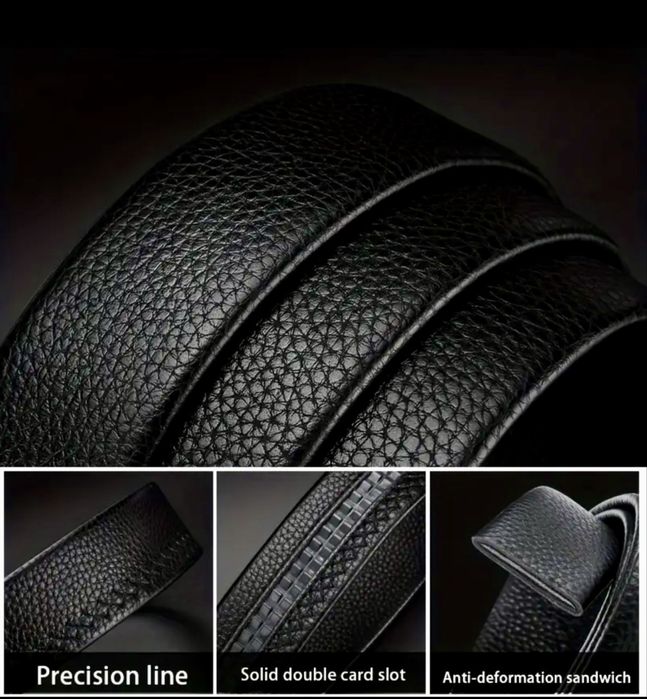 Мъжки официален колан с автоматична катарама/Класически от естест.кожа