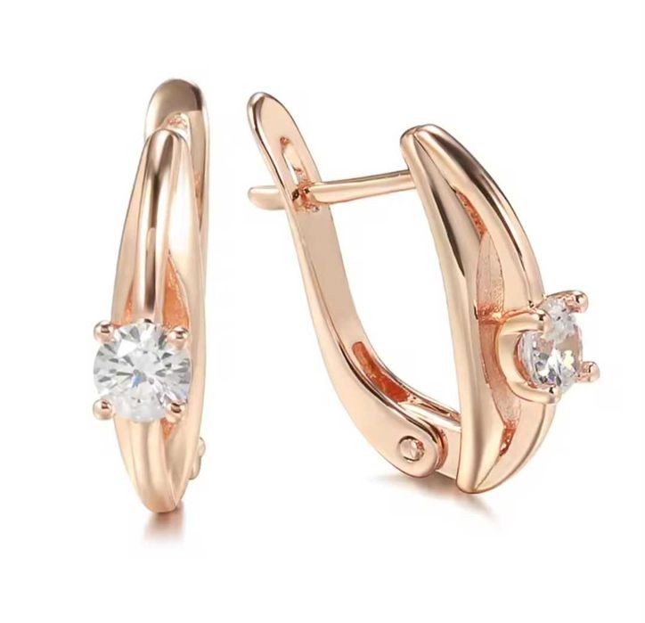 GP12, cercei placati aur,noi/marcati,incuietoare sigura,zirconiu alb