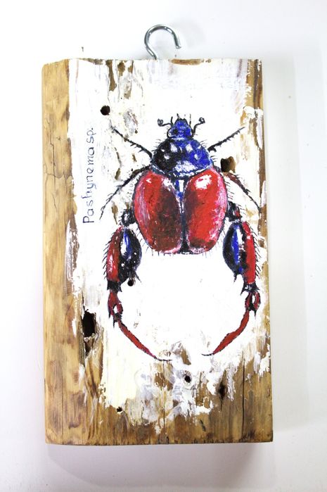 Картины на спине дерева , выполненные акрилом