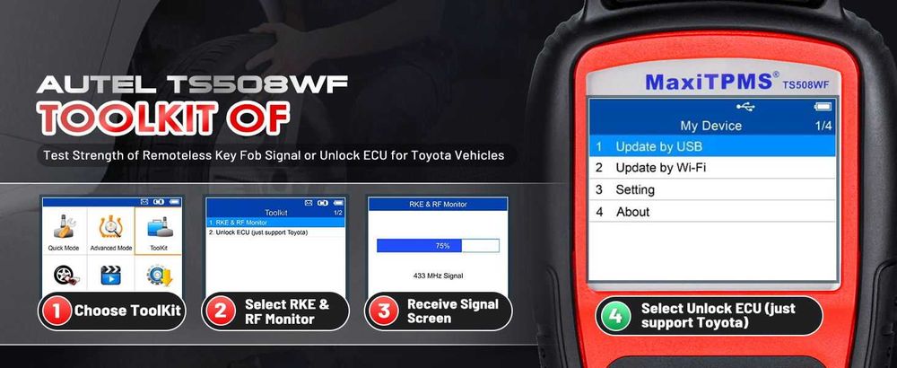 Уред за програмиране на TPMS Датчици Autel TS508WF, доживотни ъпдейти