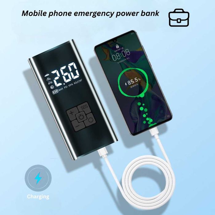 Безжичен Електрически Компресор за Гуми 6000mAh, 150PSI, Презареждаем