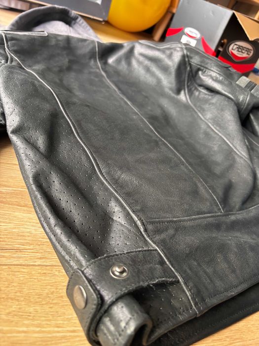 Geaca moto piele SECA Hornet II black + Protectie spate D30 VIPER PRO