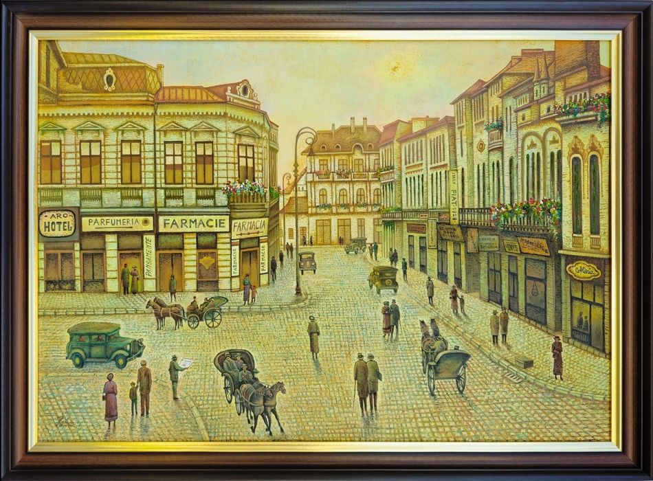 Tablou ulei pe panza - Centrul vechi Ploiesti