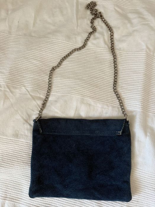 Geanta plic piele intoarsa  bleumarin