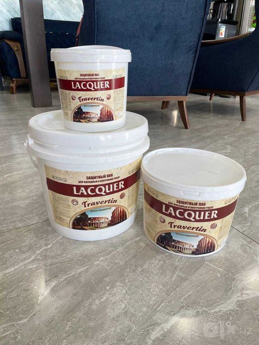 Travertin lak 2.5 kg / 5 kg / 10 kg – dekorativ devor uchun himoya lak
