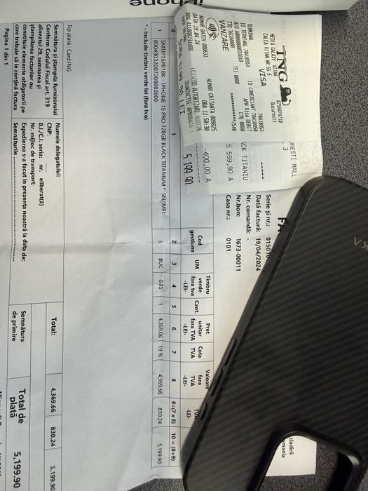 Vand Iphone 15 Pro Black 128-factura/Garantie