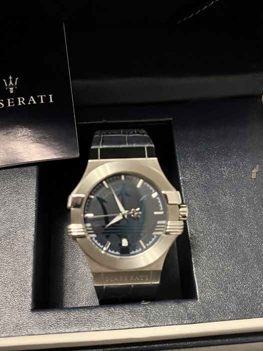 Ceas Maserati Potenza Blue Dial Blue 42m curea piele albastra,ful set