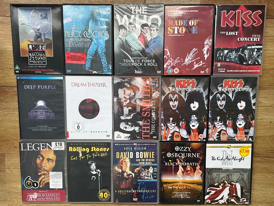 DVD -uri Metallica Pink Floyd Nightwish Kiss Cream Rolling Stones Yes