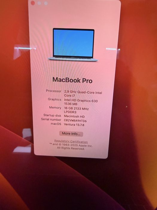 MacBook Pro 15” 2017 i7 2.9GHz, 16GB RAM, Radeon Pro 560