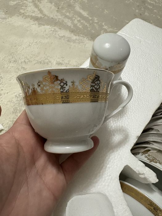 Набор ыдыс аяқ ақ золото мен