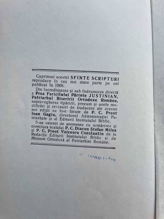 Biblia sau Sfanta Scriptura Justinian 1975