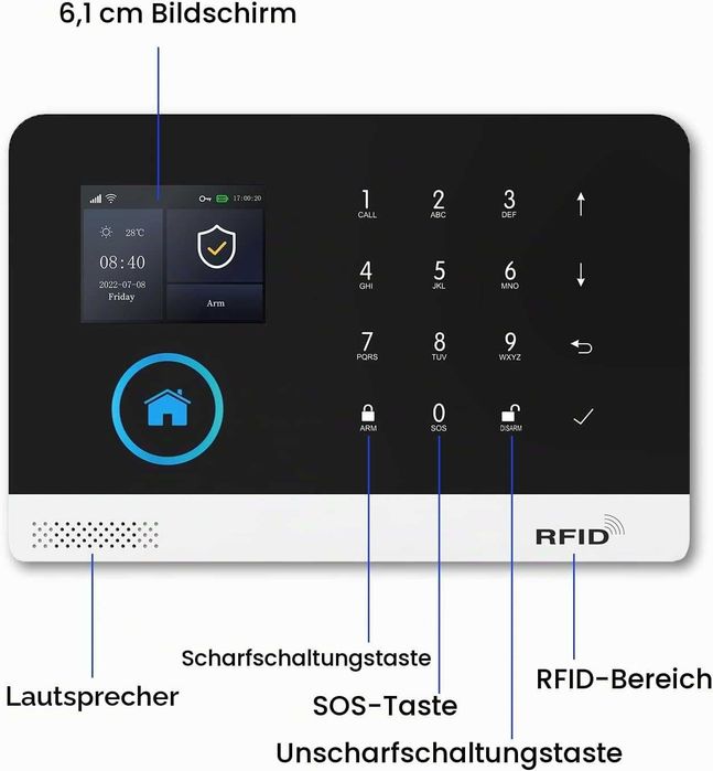 XNY 4G Wi-Fi GSM алармена система с 10 части, Alexa