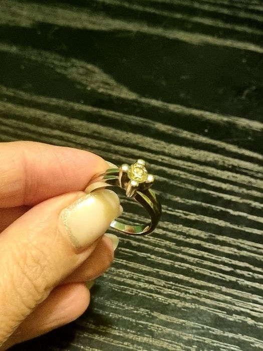 inel aur alb 14k,cu diamant 0.46ct,tăietură briliant rotund,