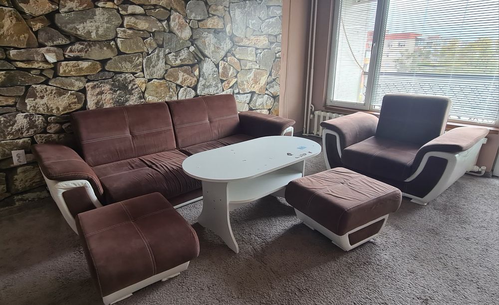 Диван Калифорния с фотьойл и табуретки