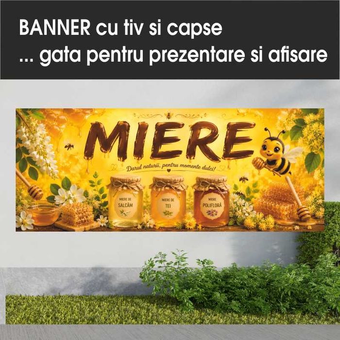 Bannere personalizate cu tematica MICI si BERE, PEPENI, MIERE, LANGOSI, MUST, HOT DOG si alte activitati