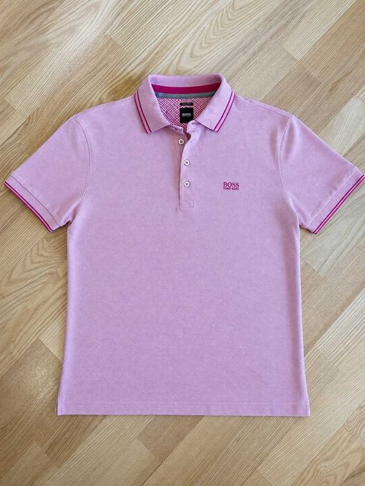 Tricou polo BOSS Hugo Boss roz 100% bumbac Pima Regular Fit Mărimea XL