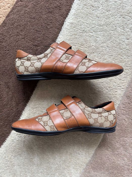 Papuci Gucci Made in Italy Guccissima Velcro Canvas Leather Marime 43