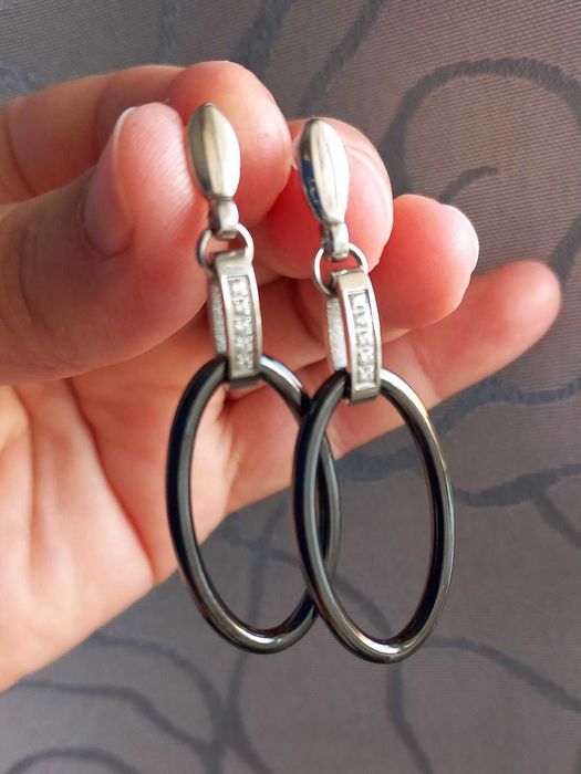 Гривна ковано сребро, ръчна изработка обеци сребро 925 оникс гранат