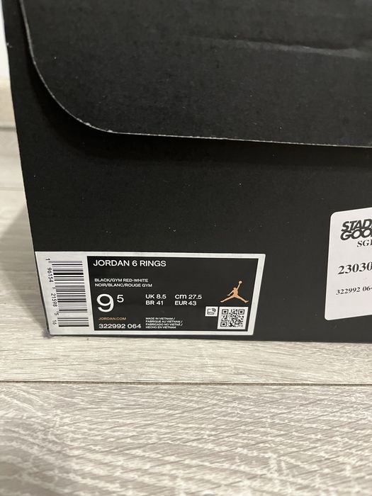 Jordan 6 Rings “Black/Gym Red/White”