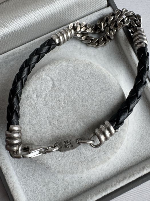 Bratara din argint si piele impletita