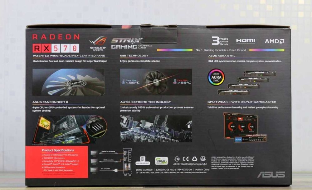 Продам видеокарту Asus rog strix rx 570 4gb
