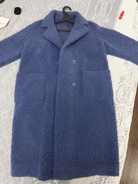 Шубка тедди(пыльный синий)