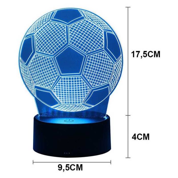 Lampa de veghe 3D LED minge fotbal cu telecomandă 16 culori 17.5x9.5cm