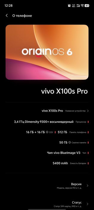 Vivo x100s pro 16/512gb верифицирован