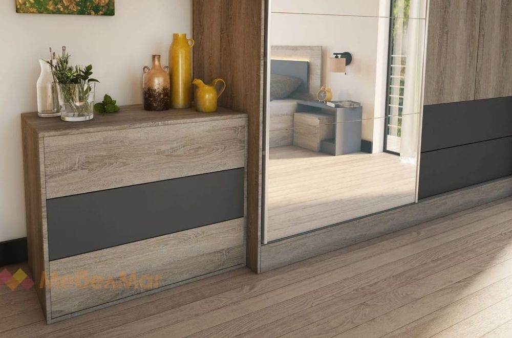 Спален комплект спалня гардероб с огледало скрийн и 2 нощни шкафчета