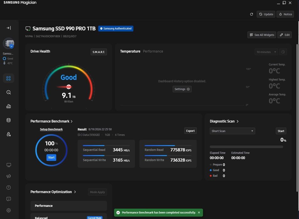 SSD Samsung 990 PRO 1TB in stare foarte buna