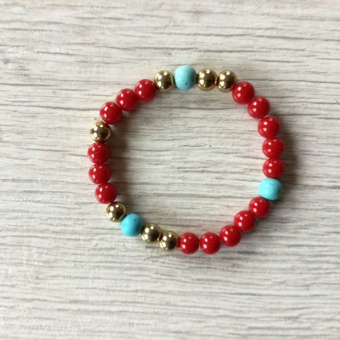 НОВА оригинална дубайска червена гривна от скъпоценен камък от Дубай