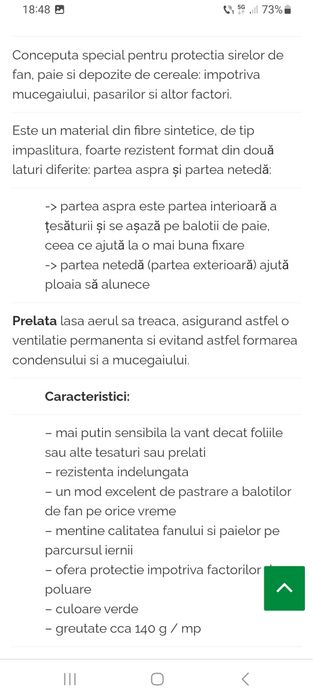 PRELATA  Baloti Verde Speciala 140 gr/m Tip Pasla !Diferite dimensiuni