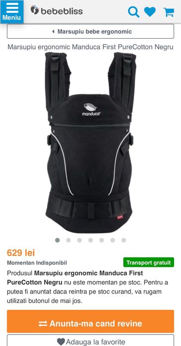 Vând marsupiu ergonomic Manduca NOU
